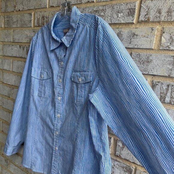 Chico's Long Sleeve Button Up Blue/White Striped Shirt Women's Size 3 (XL) - Picture 5 of 7